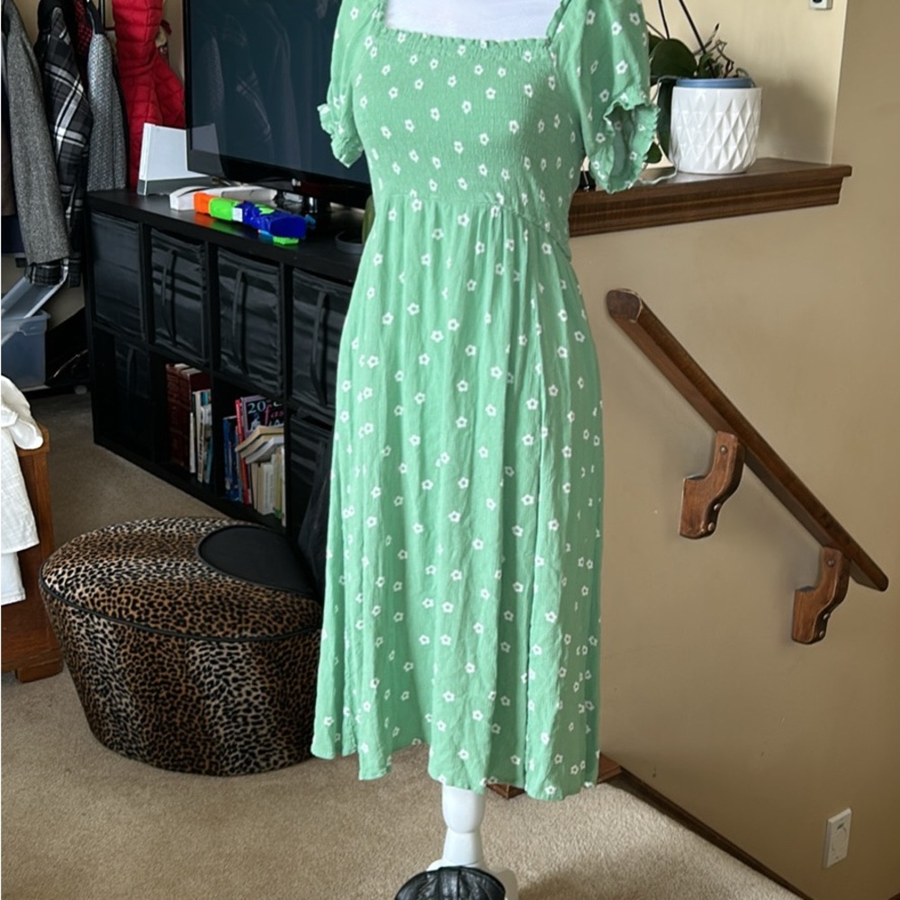 Twik Green Floral Midi Dress Size L